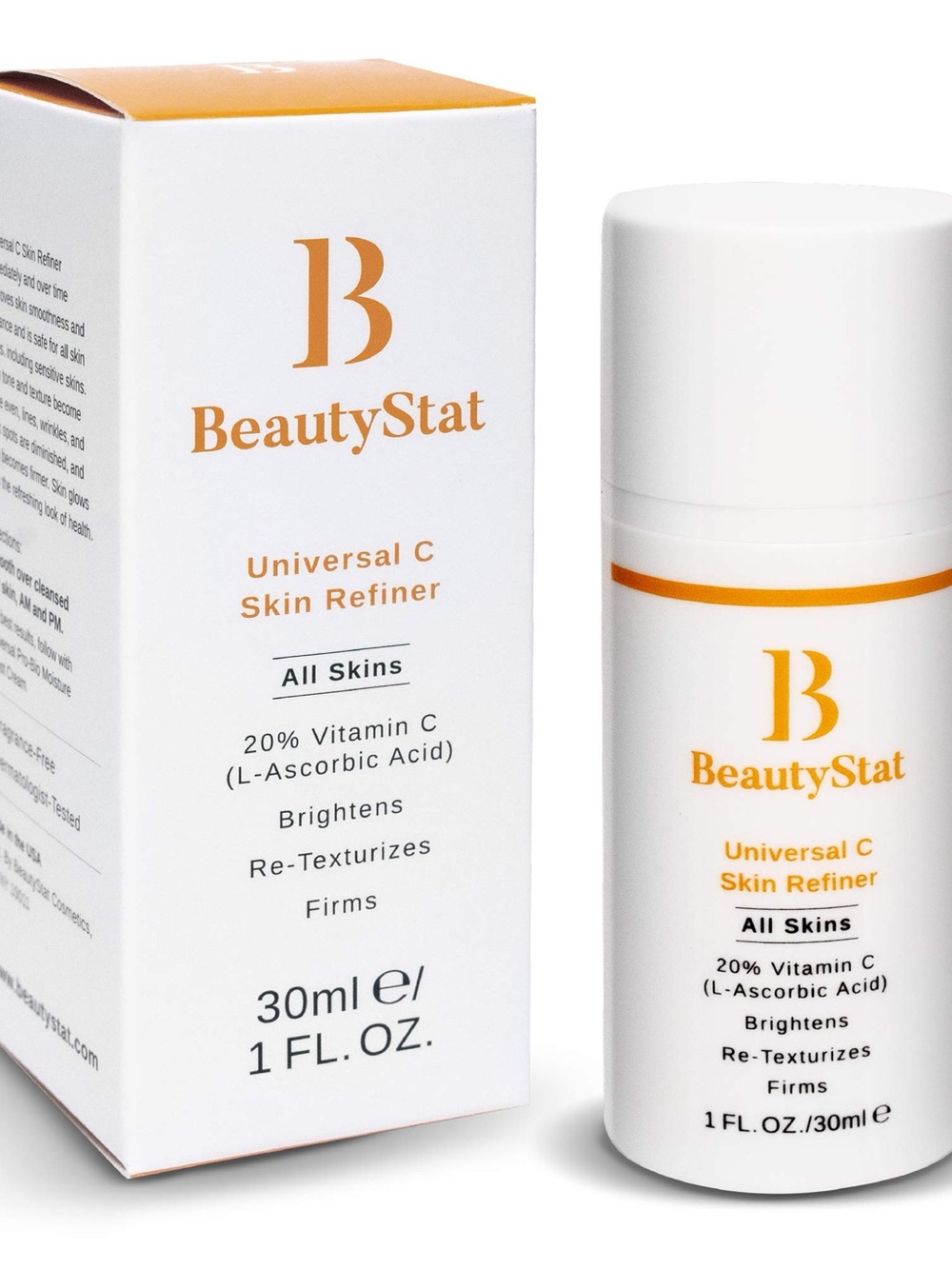 BeautyStat Universal C Skin Refiner — White & Orange Accents